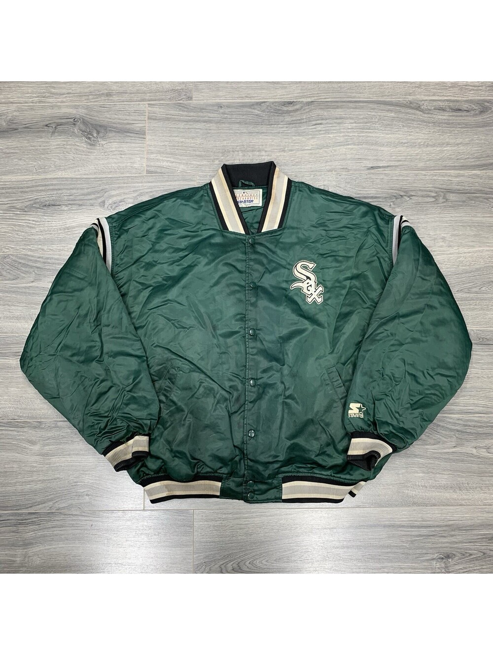 Vintage Starter Chicago White Sox Satin Jacket 3XL Rare Men’s Green Major League
